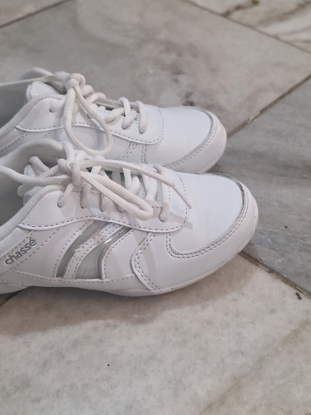 Kids White Athletic Sneakers with Silver Accents